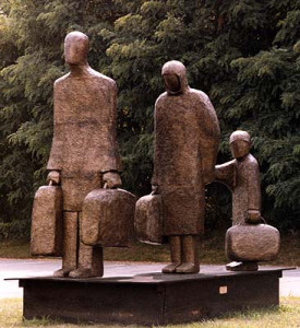Holocaust memorial polystyrene, fiberglass, resin, steel, and bronze patina, 10′ x 11′ x 6’8″