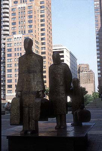 Holocaust memorial polystyrene, fiberglass, resin, steel, and bronze patina, 10′ x 11′ x 6’8″