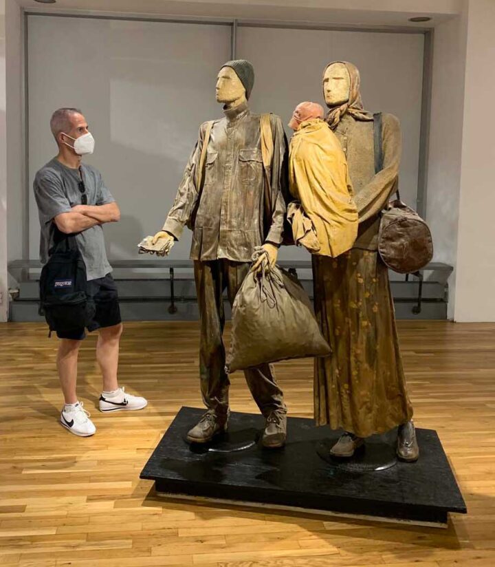 Judith Peck's "Refugees" mixed media sculpture on display indoors