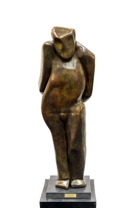 Herzog standing bronze sculpture by Judith Peck