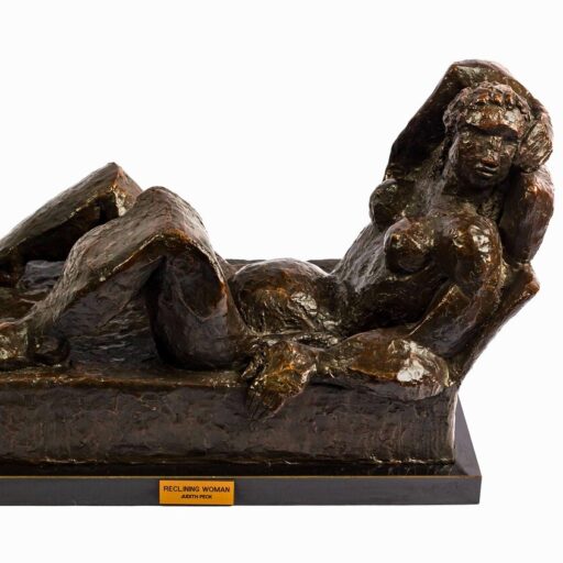 Reclining Woman, table bronze sculpture by Judith Peck